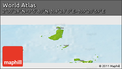 Physical Panoramic Map of the Area around 2° 48' 4" N, 108° 52' 30" E