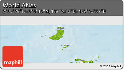 Physical Panoramic Map of the Area around 2° 48' 4" N, 108° 52' 30" E