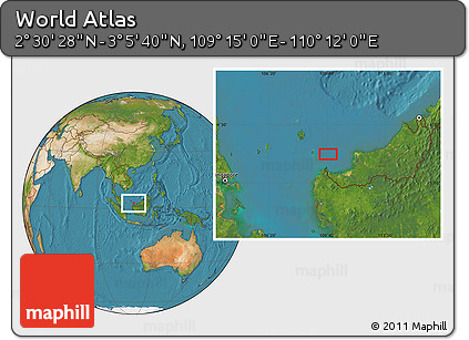 Satellite Location Map of the Area around 2° 48' 4" N, 109° 43' 29" E