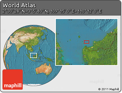 Satellite Location Map of the Area around 2° 48' 4" N, 109° 43' 29" E