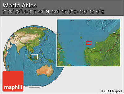 Satellite Location Map of the Area around 2° 48' 4" N, 109° 43' 29" E