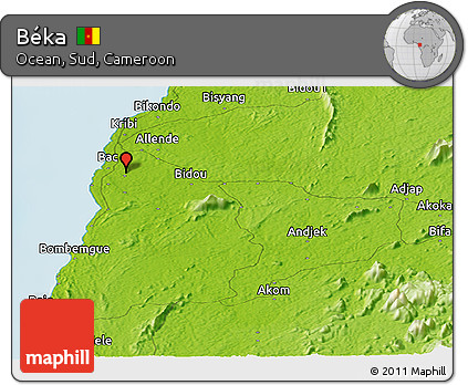 Physical Panoramic Map of Béka