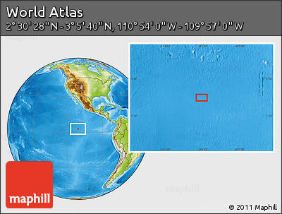 Physical Location Map of the Area around 2° 48' 4" N, 110° 25' 30" W
