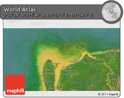 Satellite 3D Map of the Area around 2° 48' 4" N, 111° 25' 30" E