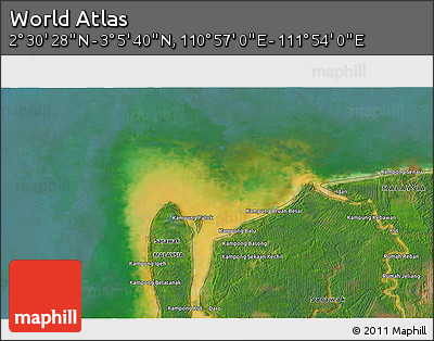 Satellite 3D Map of the Area around 2° 48' 4" N, 111° 25' 30" E
