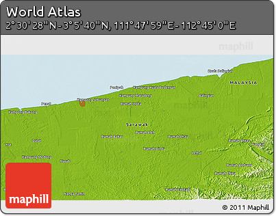 Physical 3D Map of the Area around 2° 48' 4" N, 112° 16' 30" E