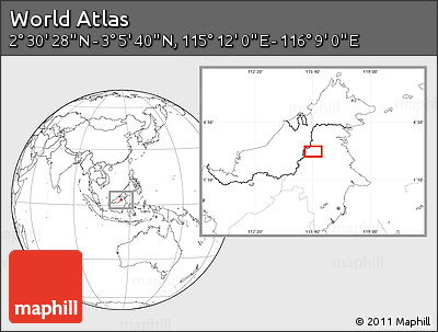 Blank Location Map of the Area around 2° 48' 4" N, 115° 40' 30" E