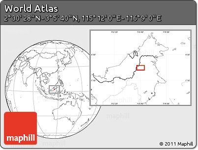 Blank Location Map of the Area around 2° 48' 4" N, 115° 40' 30" E
