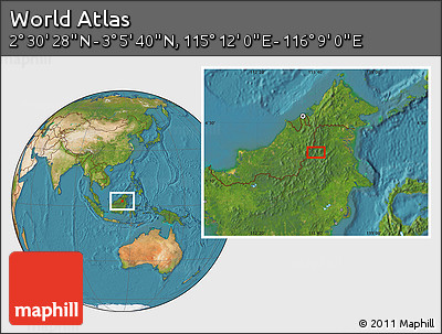 Satellite Location Map of the Area around 2° 48' 4" N, 115° 40' 30" E