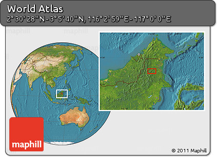 Satellite Location Map of the Area around 2° 48' 4" N, 116° 31' 30" E