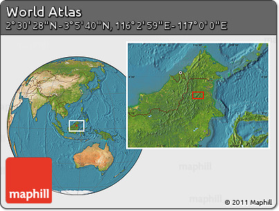Satellite Location Map of the Area around 2° 48' 4" N, 116° 31' 30" E
