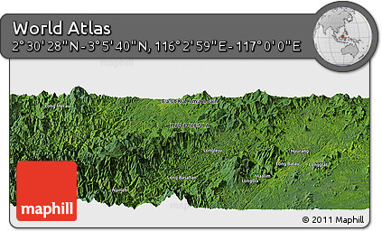 Satellite Panoramic Map of the Area around 2° 48' 4" N, 116° 31' 30" E