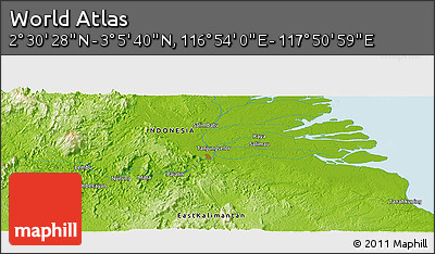 Physical Panoramic Map of the Area around 2° 48' 4" N, 117° 22' 30" E