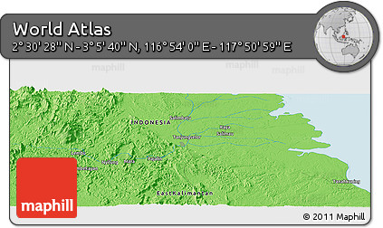 Political Panoramic Map of the Area around 2° 48' 4" N, 117° 22' 30" E