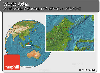 Satellite Location Map of the Area around 2° 48' 4" N, 118° 13' 29" E