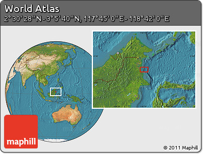 Satellite Location Map of the Area around 2° 48' 4" N, 118° 13' 29" E