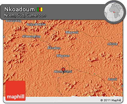 Political 3D Map of Nkoadoum