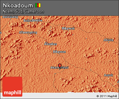 Political 3D Map of Nkoadoum