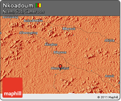 Political 3D Map of Nkoadoum