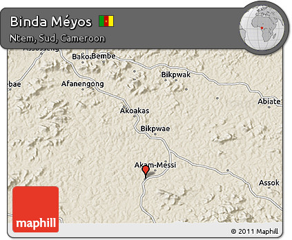 Shaded Relief 3D Map of Binda Méyos