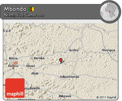Shaded Relief 3D Map of Mbondo