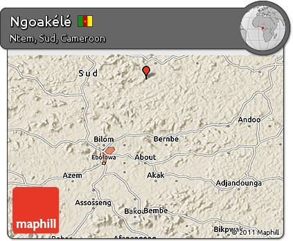 Shaded Relief 3D Map of Ngoakélé