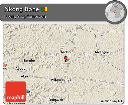 Shaded Relief 3D Map of Nkong Bone