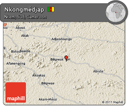 Shaded Relief 3D Map of Nkongmédjap