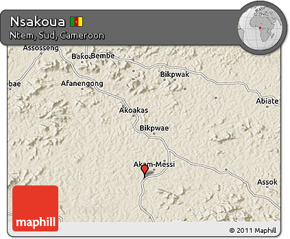 Shaded Relief 3D Map of Nsakoua