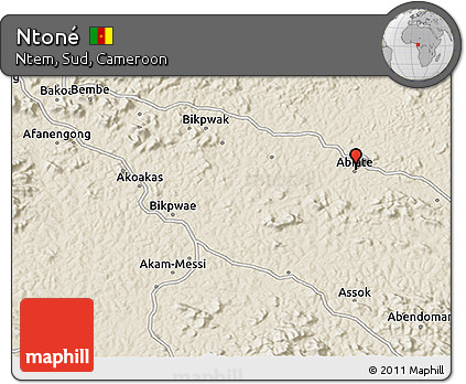 Shaded Relief 3D Map of Ntoné