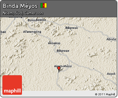 Shaded Relief 3D Map of Binda Méyos