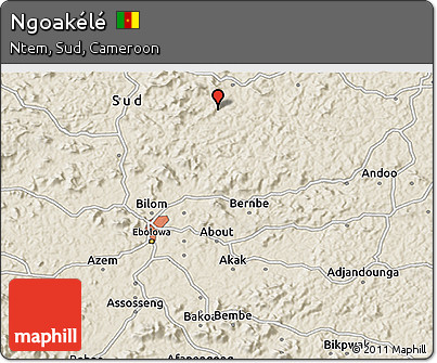 Shaded Relief 3D Map of Ngoakélé