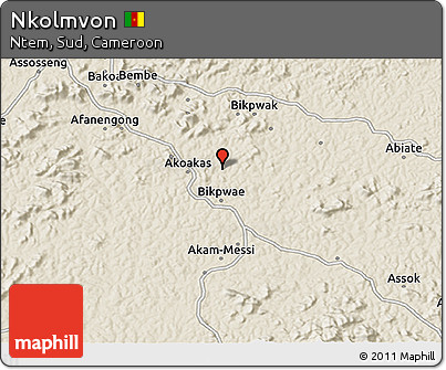 Shaded Relief 3D Map of Nkolmvon