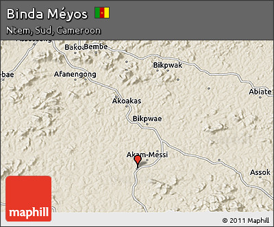 Shaded Relief 3D Map of Binda Méyos