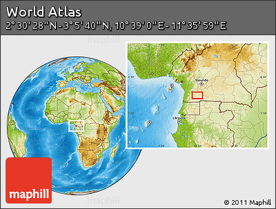 Physical Location Map of the Area around 2° 48' 4" N, 11° 7' 30" E
