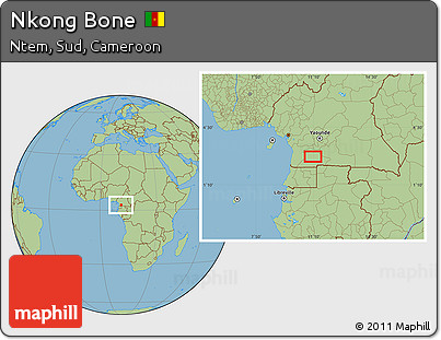 Savanna Style Location Map of Nkong Bone