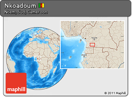 Shaded Relief Location Map of Nkoadoum