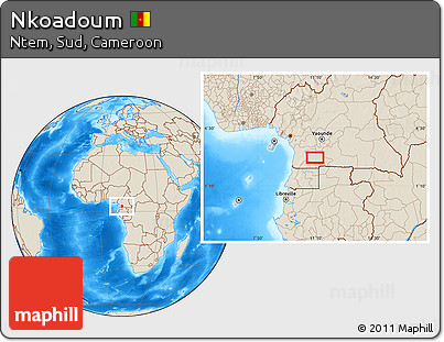 Shaded Relief Location Map of Nkoadoum