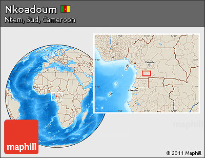 Shaded Relief Location Map of Nkoadoum
