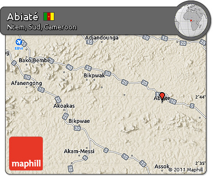 Shaded Relief Map of Abiaté