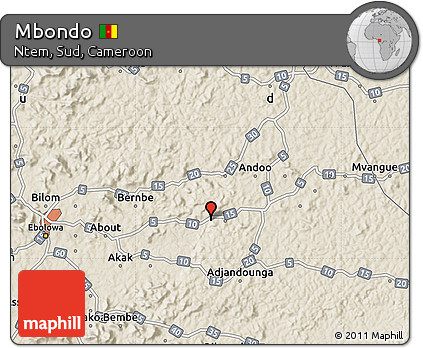 Shaded Relief Map of Mbondo