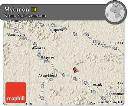 Shaded Relief Map of Mvomon