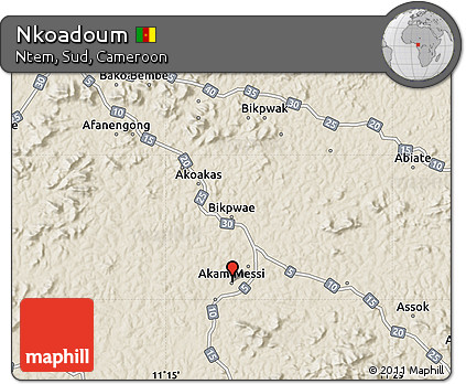Shaded Relief Map of Nkoadoum