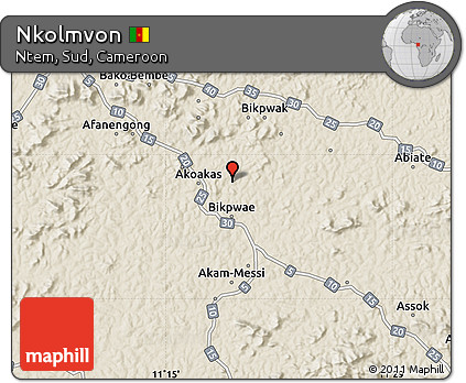 Shaded Relief Map of Nkolmvon