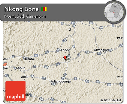 Shaded Relief Map of Nkong Bone