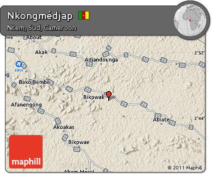 Shaded Relief Map of Nkongmédjap