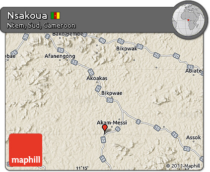 Shaded Relief Map of Nsakoua