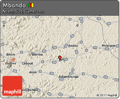 Shaded Relief Map of Mbondo