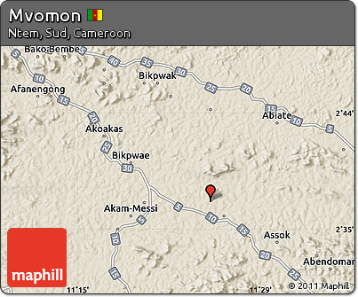 Shaded Relief Map of Mvomon