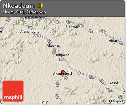 Shaded Relief Map of Nkoadoum